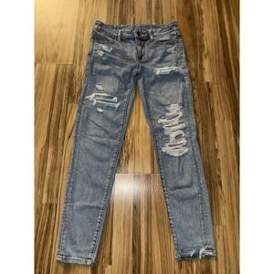 American Eagle Sz 2‎ Jeans Next Level Stretch Jegging Raw Hem